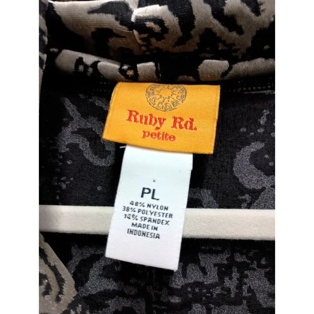 Ruby Rd Womens Top Large Petite Silver Black‎ Floral Burnout Velvet Whimsygoth - Picture 3 of 12